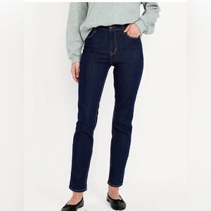 Old Navy high rise dark wash straight leg jeans, size 6 petite